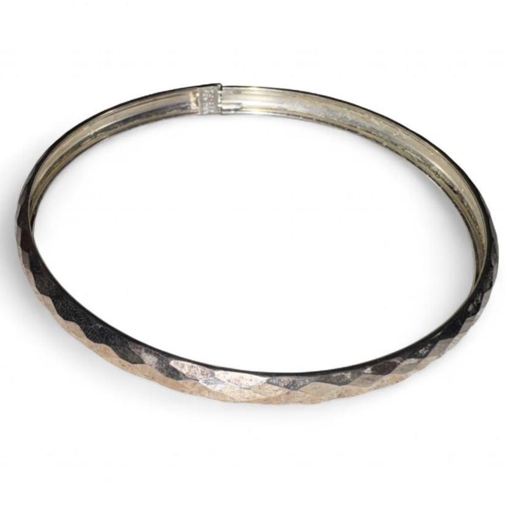 👏🏼🇲🇽Authentic Vintage Mexican 925 Sterling Silver Hammered Hinged Bracelet